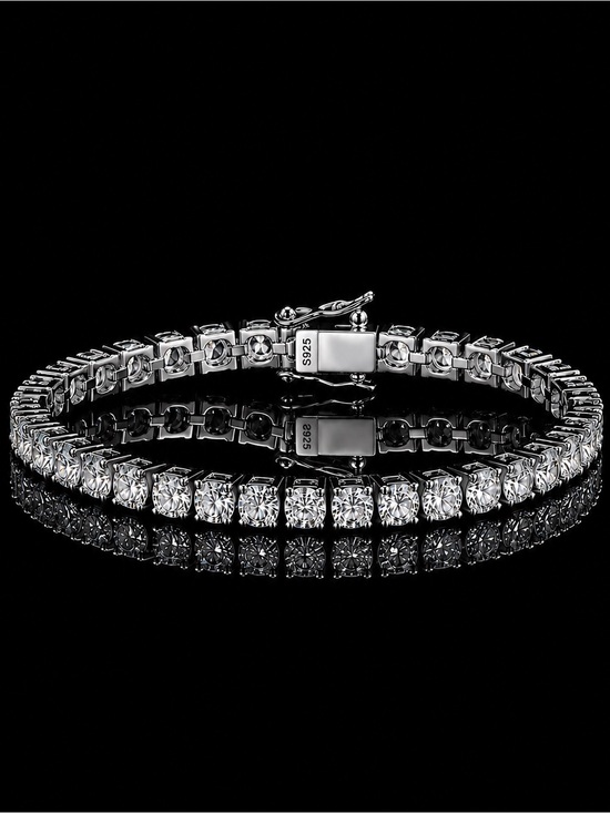 925 Sterling Silver Other - 925 Silver, 13.5CTW Moissanite Tennis Bracelet - 7.5”